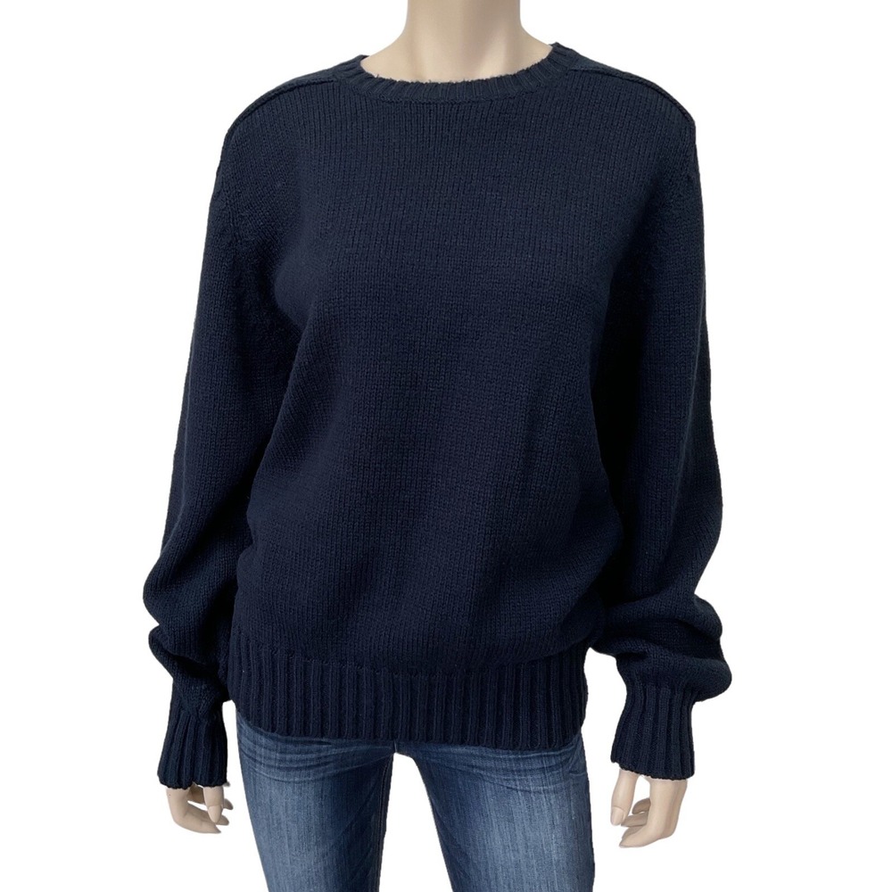 Towncraft Sweater Women XL Blue Virgin Acrylic Long Sleeve Fishermen VTG